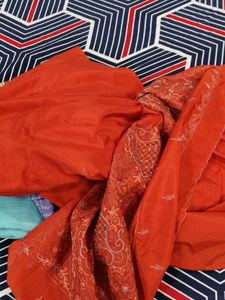 Orange Embroidered Saree