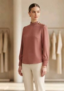 Chic Rose Pink Button Detail Top