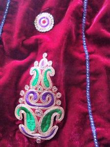 Maroon Velvet Skirt with Embroidery
