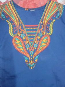 Women's Navy Blue Embroidered Kurta