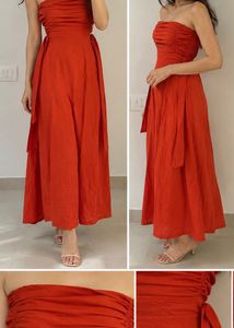 Strapless Orange Maxi Dress 🍊