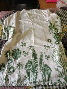 White Kurta with Green Print