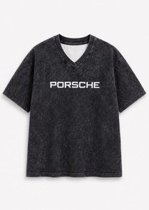 Porsche V-Neck Acid Wash T-Shirt