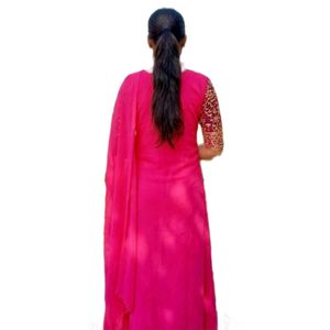 Stunning Pink Anarkali kurti with dupatta