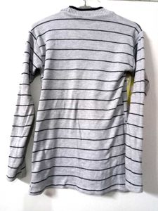 Gray Striped Long Sleeve Winter Top
