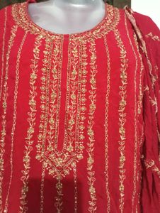 beautiful dark pink💕 kurti with duppatta and pent