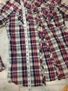 Red Plaid Button-Up Shirt