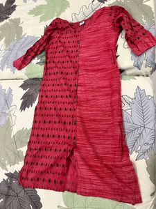 Stylish Red & Pink Block Print Kurta