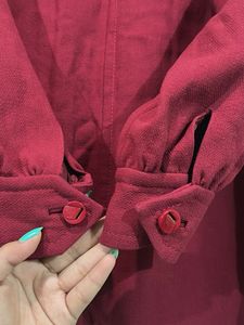Stylish Red Collared Button-Up Top
