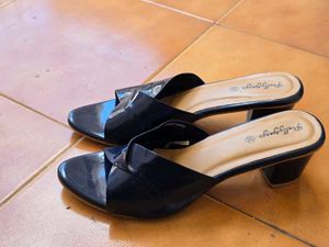 Navy Blue Block Heel Sandals | Size 39