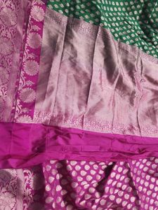 Elegant Green and pink Banarasi Silk Saree