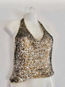 Sparkling Sequin Halter Neck Top
