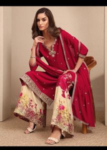 LIBAS red kurta palazzo set