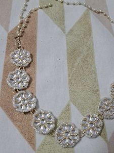 Stunning Kundan &amp; Pearl Maang Tikka and necklace