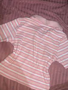 Pink Striped Polo T-Shirt