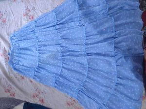 Light Blue Tiered Ruffle Dress