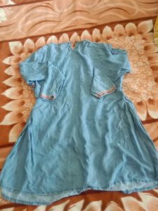 Embroidered Denim Kurta