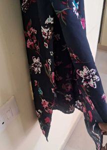 Floral Print Navy Blue Kurta