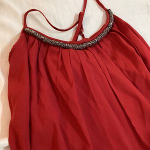 Wildest Dreams: Red Beaded Flowy Maxi Dress