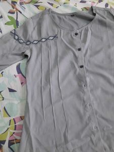 Grey Embroidered Top