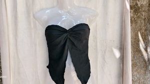 I. Twisted Black Strapless Top
