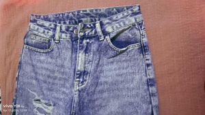 Ripped Wide Leg Jeans with Black Panels