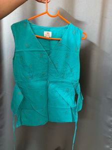 Teal Sleeveless Top Anokhi brand