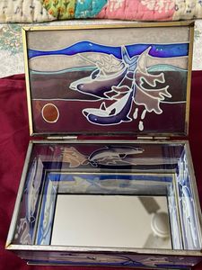 Diwali Gift - glass box Dolphin Themed handcrafted
