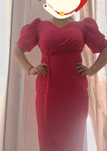 Puff Sleeve Wrap Dress