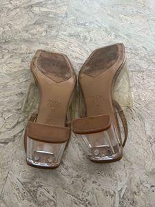 Zara Clear Strap Square Toe Heels