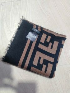 Fendi Authentic Brown and Black Logo Scarf
