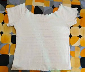 Cream Textured Off-Shoulder Top