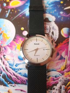Classic Analog Wristwatch with Black Strap