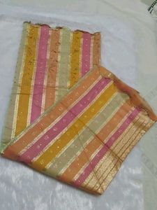 Beautiful Striped Saree with Embellishments