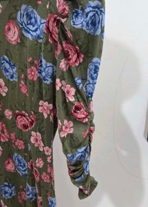 Floral Puff Sleeve A-Line Dress