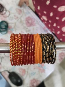 Assorted Color Glass Bangles Set