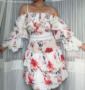 Floral Off-Shoulder Tiered Mini Dress