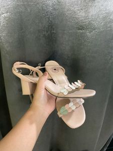 Cute Pastel Heart Detail Flat Sandals(size 40)