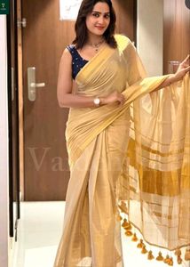 Elegant Golden Multissue Saree