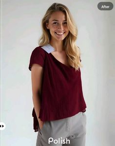 New With Tag Ruffled Double Layer Rust Top