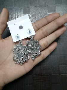 Oxidized Silver Jhumka Earrings