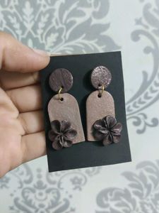 Handmade Floral Drop Earrings | Aesthetic Brown &amp;