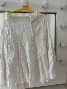 White Flowy Linen Blend skirt