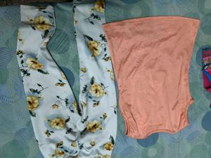 Cute Girls' Top &amp; Floral Pants Set for 4-6 years