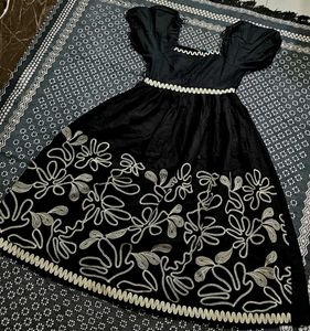 Elegant Black Embroidered Gown