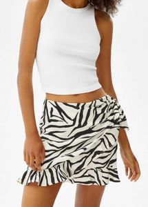 Bershka Zebra Print Wrap Mini Skirt