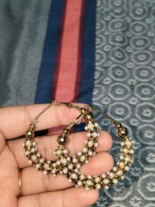 Gold Pearl Hoop Earrings