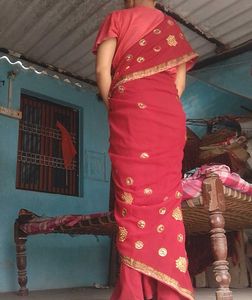 Red Embroidered Saree with blause