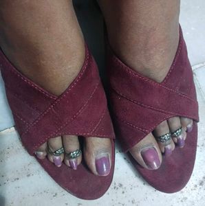 Maroon Suede Mules