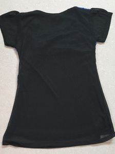 BLACK-BLUE| NET TOP| PARTY WEAR